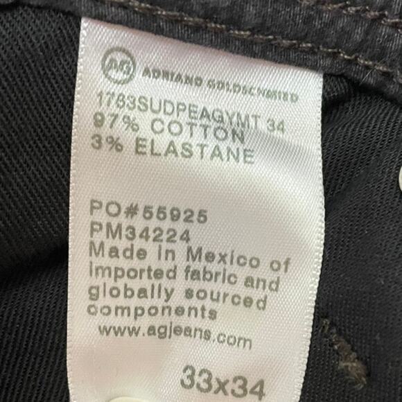 AG Adriano Goldschmied NWT Sueded Sateen Tellis Modern Slim Dark Gray Pant 33x34 - Picture 5 of 10